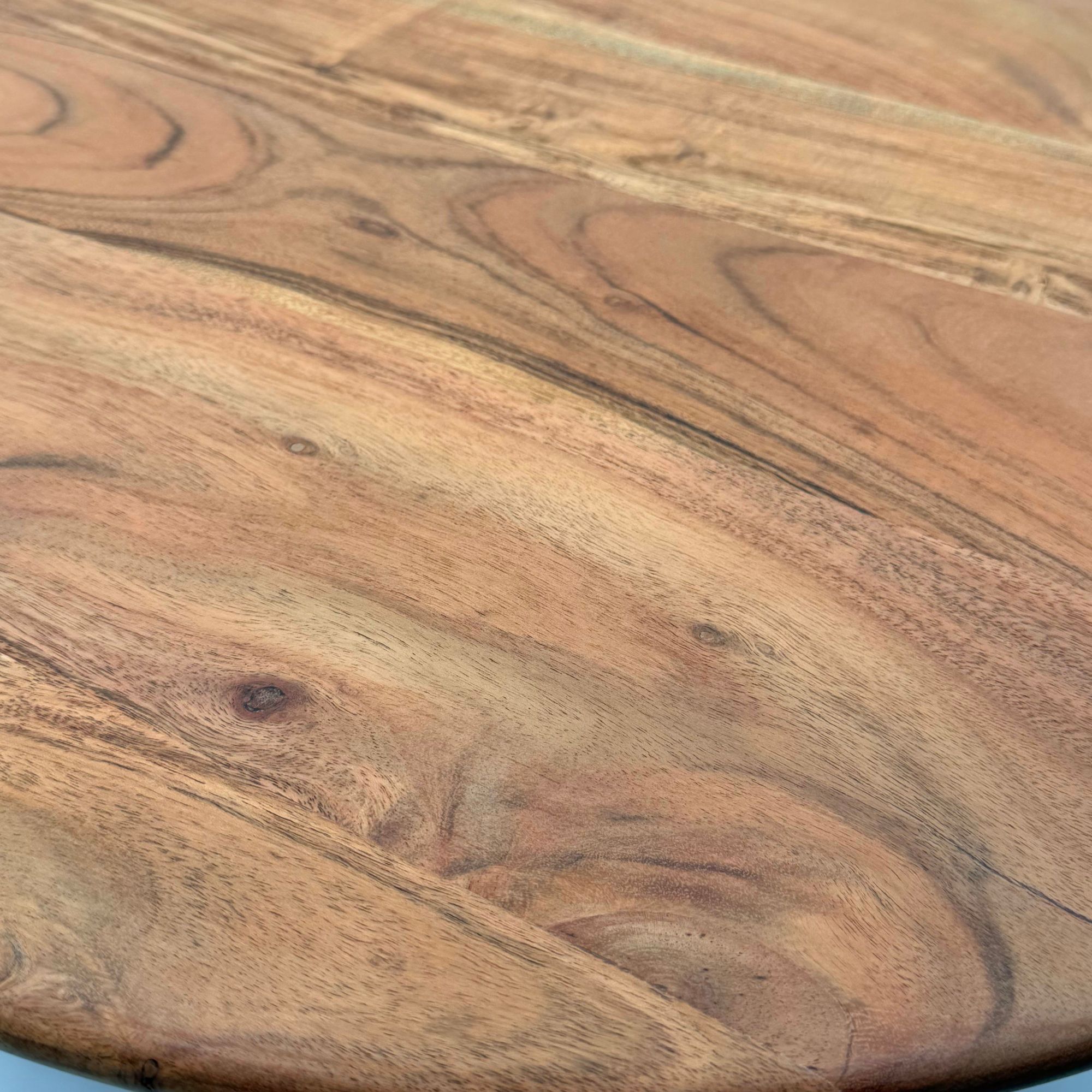 Couchtisch 60cm Sofatisch Akazie Massivholz Wohnzimmertisch Beistelltisch Rund – Ansicht 4