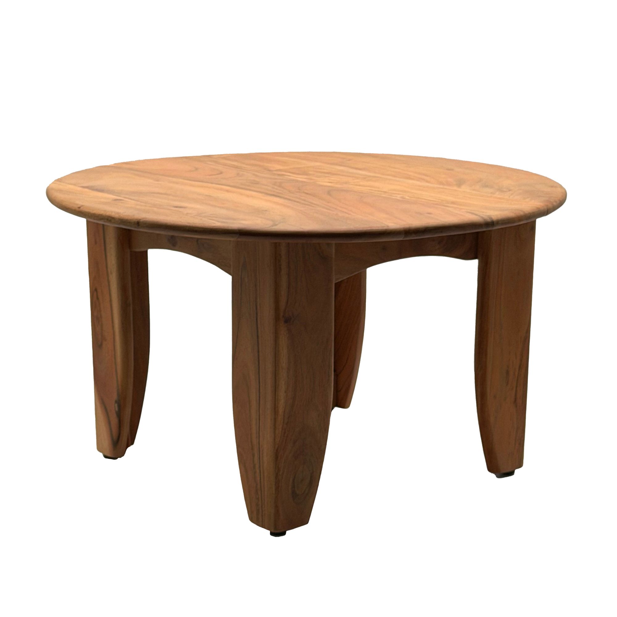 Couchtisch 60cm Sofatisch Akazie Massivholz Wohnzimmertisch Beistelltisch Rund – Ansicht 6