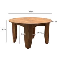 Couchtisch 60cm Sofatisch Akazie Massivholz Wohnzimmertisch Beistelltisch Rund – Ansicht 3