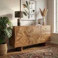Sideboard Akazie Massivholz 150cm Massive Kommode Echtholz Anrichte Handmade – Ansicht 5