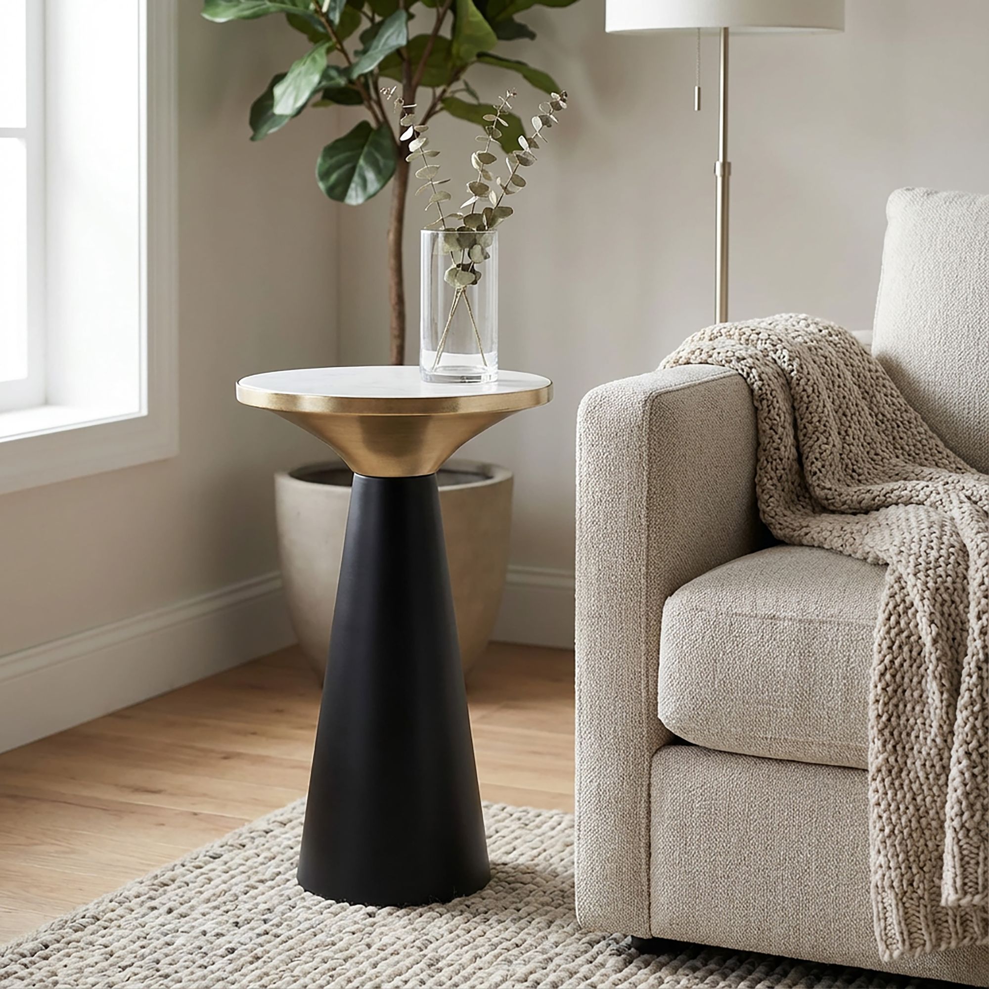 FineBuy Beistelltisch Aluminium & Marmor Tischplatte 28cm rund - Kleiner runder Anstelltisch aus Metall Schwarz - Design Wohnzimmertisch - Dekotisch - Couchtisch - Metalltisch Handmade pflegeleicht | Farbe: Schwarz FineBuy Beistelltisch Aluminium & Marmor Tischplatte 28cm rund - Kleiner runder Anstelltisch aus Metall Schwarz - Design Wohnzimmertisch - Dekotisch - Couchtisch - Metalltisch Handmade pflegeleicht | Farbe: Schwarz