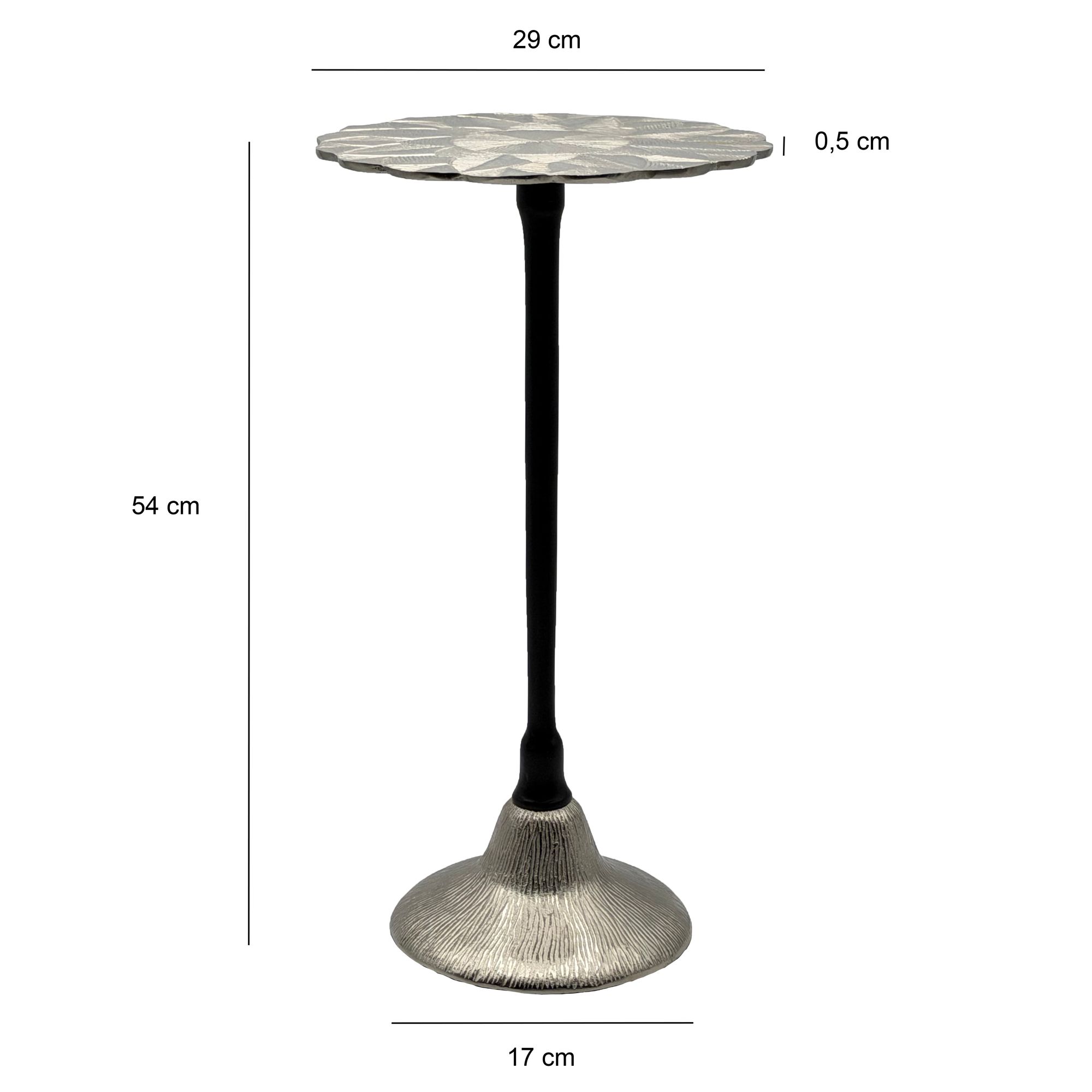 FineBuy Beistelltisch Aluminium 29cm - Kleiner runder Anstelltisch aus Metall silber - Design Wohnzimmertisch - Dekotisch - Couchtisch - Metalltisch Handmade pflegeleicht | Farbe: Silber