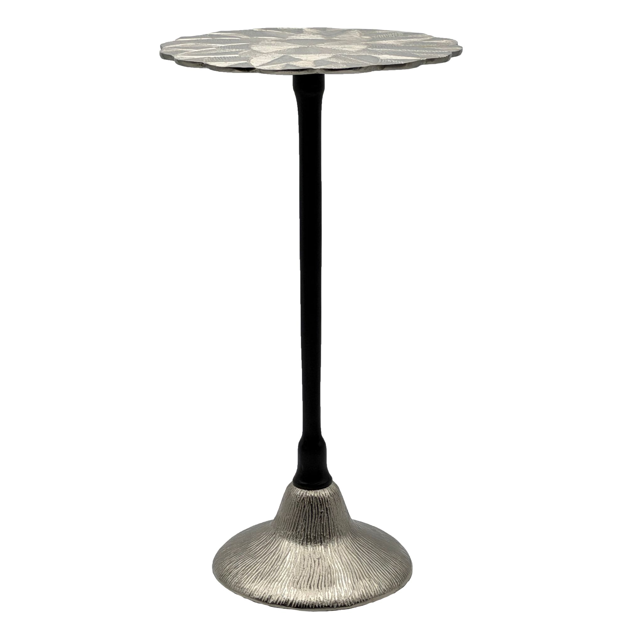 FineBuy Beistelltisch Aluminium 29cm - Kleiner runder Anstelltisch aus Metall silber - Design Wohnzimmertisch - Dekotisch - Couchtisch - Metalltisch Handmade pflegeleicht | Farbe: Silber