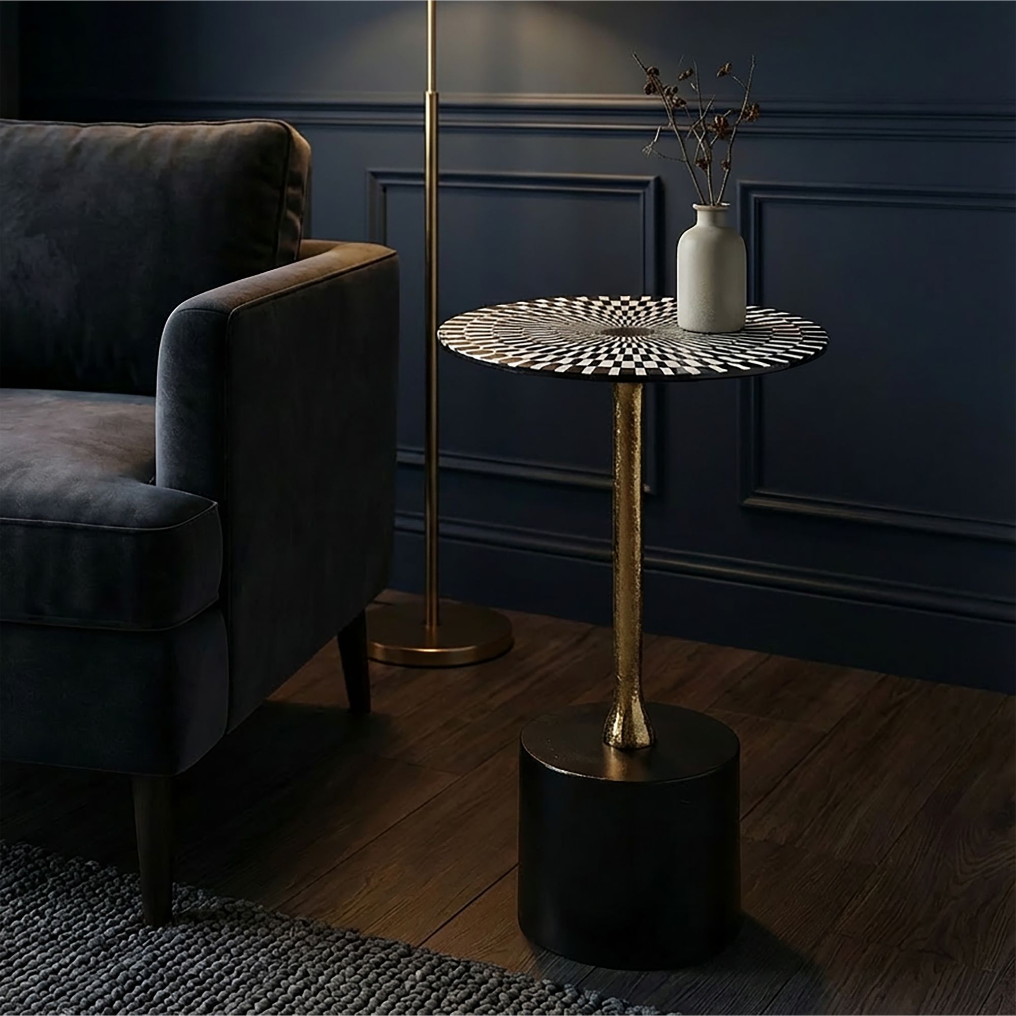 FineBuy Beistelltisch Aluminium 49cm Op-Art-Muster - Kleiner runder Anstelltisch aus Metall - Design Wohnzimmertisch - Dekotisch - Couchtisch - Metalltisch Handmade pflegeleicht | Farbe: Bunt FineBuy Beistelltisch Aluminium 49cm Op-Art-Muster - Kleiner runder Anstelltisch aus Metall - Design Wohnzimmertisch - Dekotisch - Couchtisch - Metalltisch Handmade pflegeleicht | Farbe: Bunt