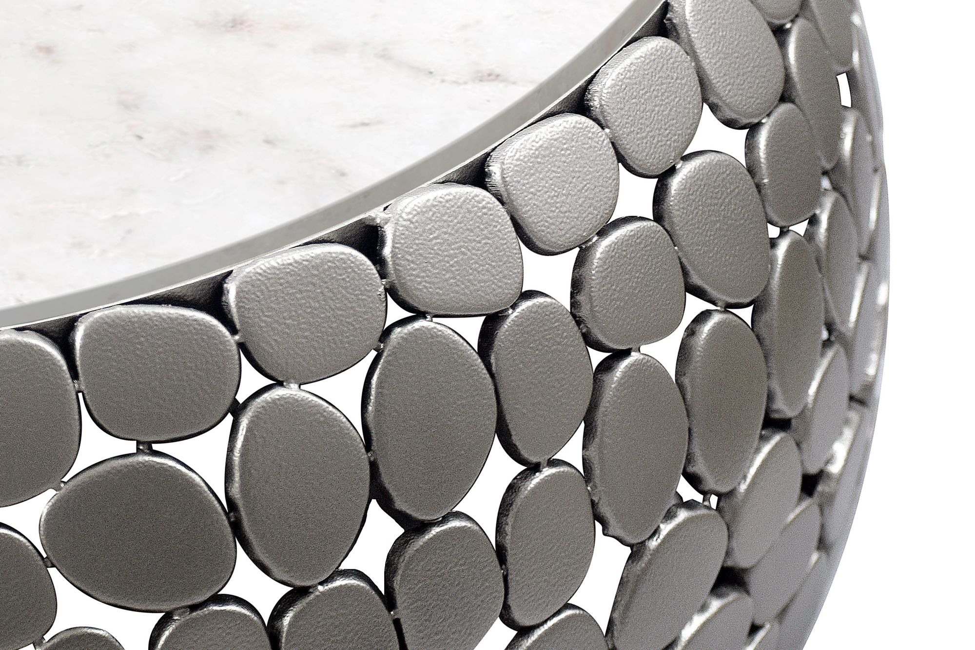 FineBuy Design Couchtisch rund 66 cm aus Aluminium und weißer Marmor Tischplatte - Wohnzimmertisch Alu - Metall Sofatisch - Beistelltisch Wohnzimmer - Handmade | Farbe: Silber FineBuy Design Couchtisch rund 66 cm aus Aluminium und weißer Marmor Tischplatte - Wohnzimmertisch Alu - Metall Sofatisch - Beistelltisch Wohnzimmer - Handmade | Farbe: Silber