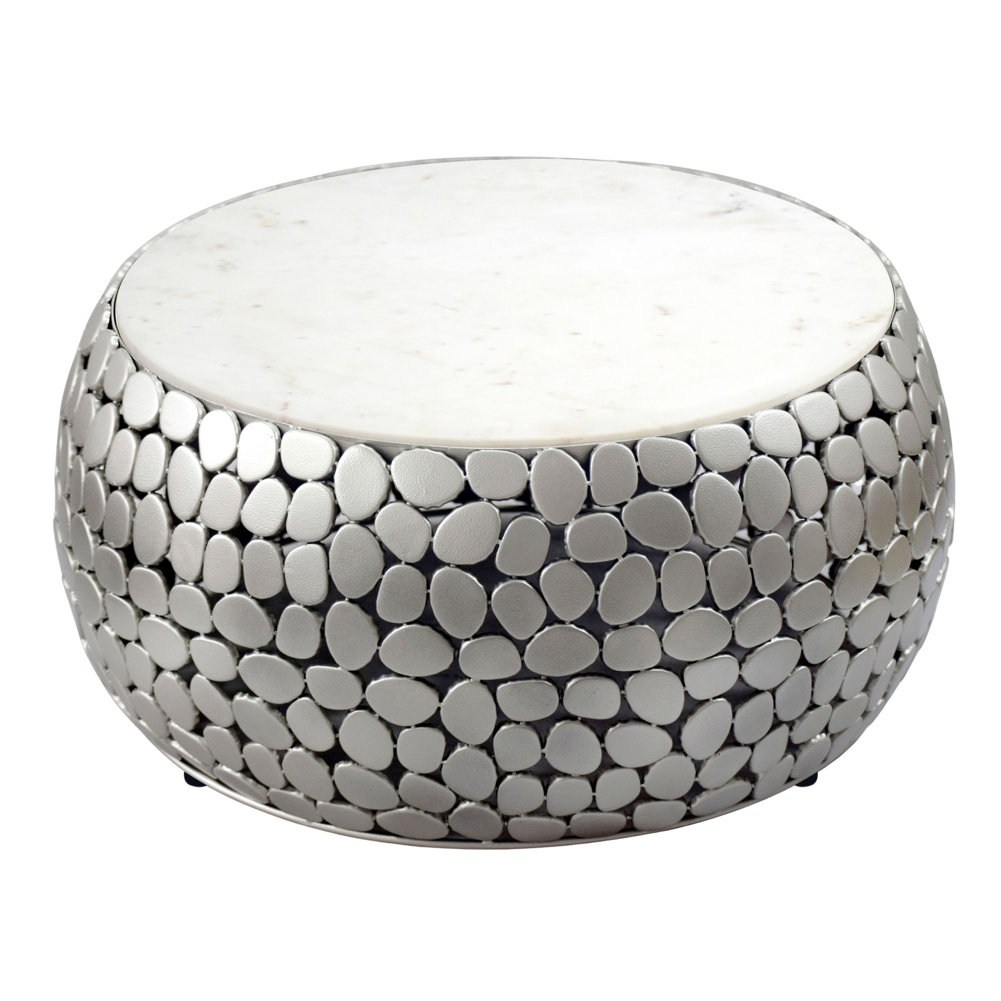 FineBuy Design Couchtisch rund 66 cm aus Aluminium und weißer Marmor Tischplatte - Wohnzimmertisch Alu - Metall Sofatisch - Beistelltisch Wohnzimmer - Handmade | Farbe: Silber FineBuy Design Couchtisch rund 66 cm aus Aluminium und weißer Marmor Tischplatte - Wohnzimmertisch Alu - Metall Sofatisch - Beistelltisch Wohnzimmer - Handmade | Farbe: Silber