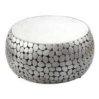 Design Couchtisch rund 66cm Aluminium Metall & Marmor Alu Wohnzimmertisch Tisch – Ansicht 6