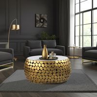 Design Couchtisch rund 66cm Aluminium Metall & Marmor Alu Wohnzimmertisch Tisch – Ansicht 2