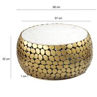 Design Couchtisch rund 66cm Aluminium Metall & Marmor Alu Wohnzimmertisch Tisch – Ansicht 3