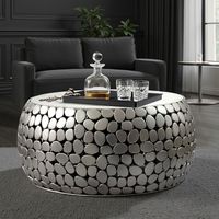 Design Couchtisch rund 66cm Aluminium Metall & Marmor Alu Wohnzimmertisch Tisch – Ansicht 1