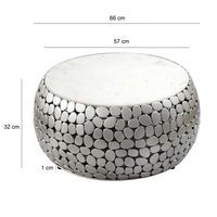 Design Couchtisch rund 66cm Aluminium Metall & Marmor Alu Wohnzimmertisch Tisch – Ansicht 3