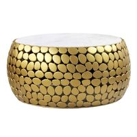 Design Couchtisch rund 66cm Aluminium Metall & Marmor Alu Wohnzimmertisch Tisch – Ansicht 6