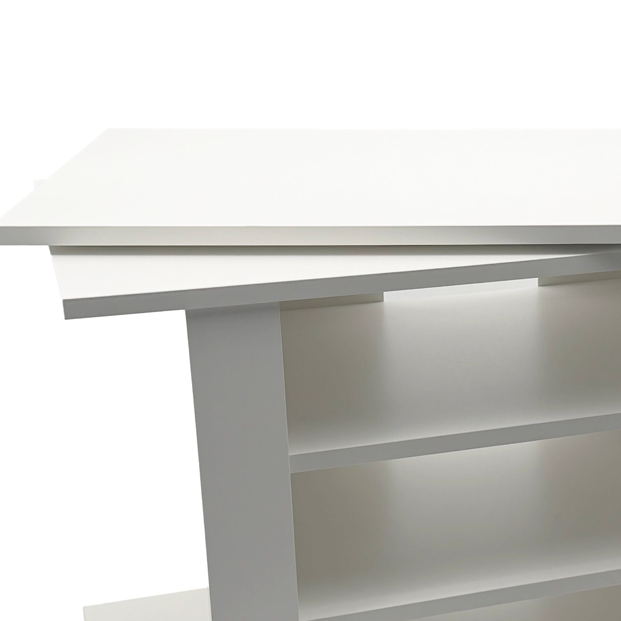 FineBuy TV Lowboard Weiß 78 cm – HiFi Bank mit drehbarer Oberplatte – Fernsehtisch auf Rollen – TV Möbel mit offenen Fächern – Medienboard Modern – Fernsehschrank | Farbe: Weiß