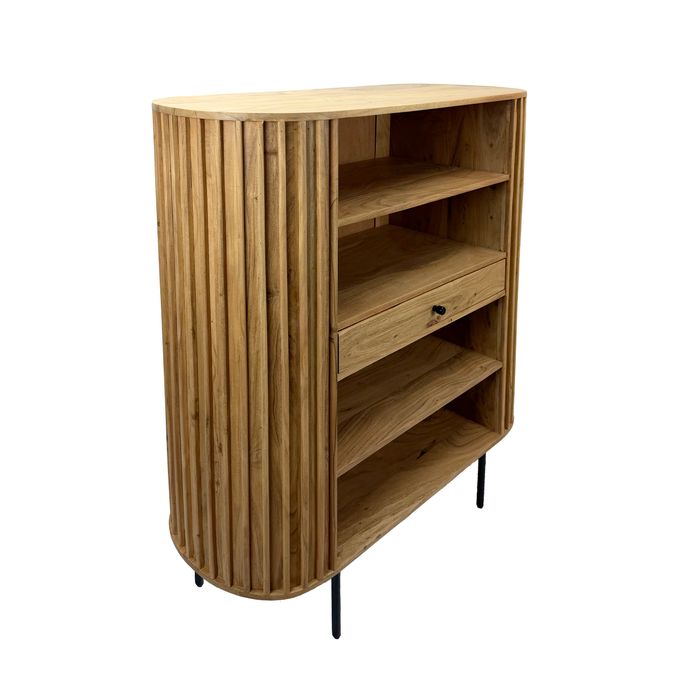 Bücherregal Standregal Massivholz mit Schublade Wohnregal modern Schrank klein