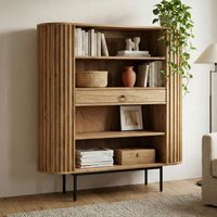 Bücherregal Standregal Massivholz mit Schublade Wohnregal modern Schrank klein – Ansicht 2