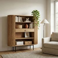 Bücherregal Standregal Massivholz mit Schublade Wohnregal modern Schrank klein – Ansicht 3