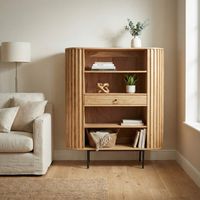 Bücherregal Standregal Massivholz mit Schublade Wohnregal modern Schrank klein – Ansicht 5