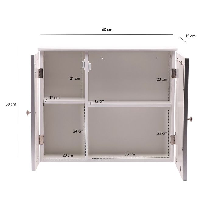Hängeschrank Weiß 60cm Badezimmer Wandschrank Spiegelschrank Wandschrank Bad – Maßzeichnung