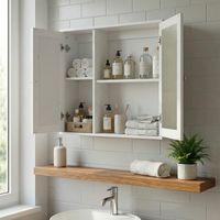 Hängeschrank Weiß 60cm Badezimmer Wandschrank Spiegelschrank Wandschrank Bad – Ansicht 2
