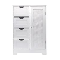 Standschrank 80cm Weiß Aufbewahrungsschrank Kommode Schubladen Tür Schrank – Ansicht 6