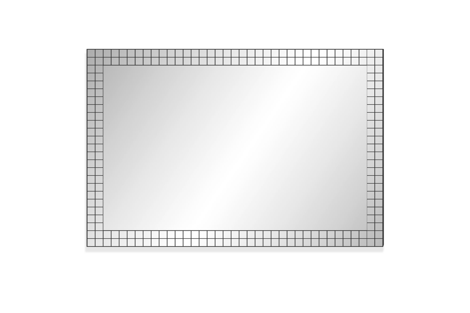 FineBuy Wandspiegel 60x90 cm mit Mosaikrahmen – Spiegel rechteckig – Wohnspiegel aus Glas – Hängespiegel Flurspiegel modern – Wohnzimmerspiegel vertikal & horizontal – Dekospiegel Handmade | Farbe: Schwarz