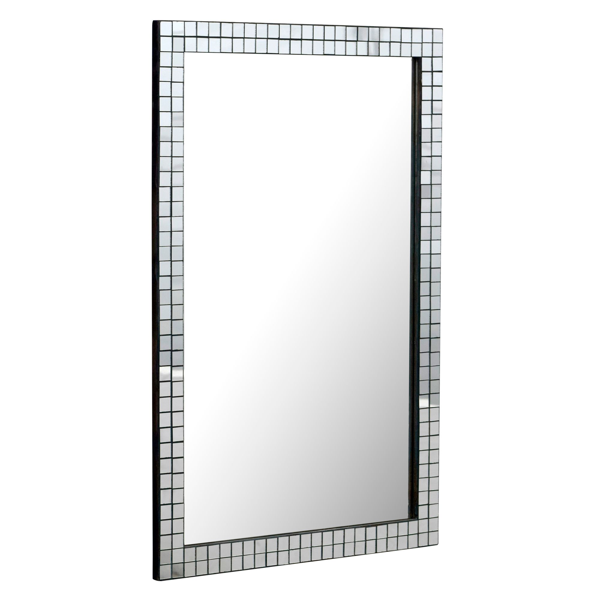 FineBuy Wandspiegel 60x90 cm mit Mosaikrahmen – Spiegel rechteckig – Wohnspiegel aus Glas – Hängespiegel Flurspiegel modern – Wohnzimmerspiegel vertikal & horizontal – Dekospiegel Handmade | Farbe: Schwarz