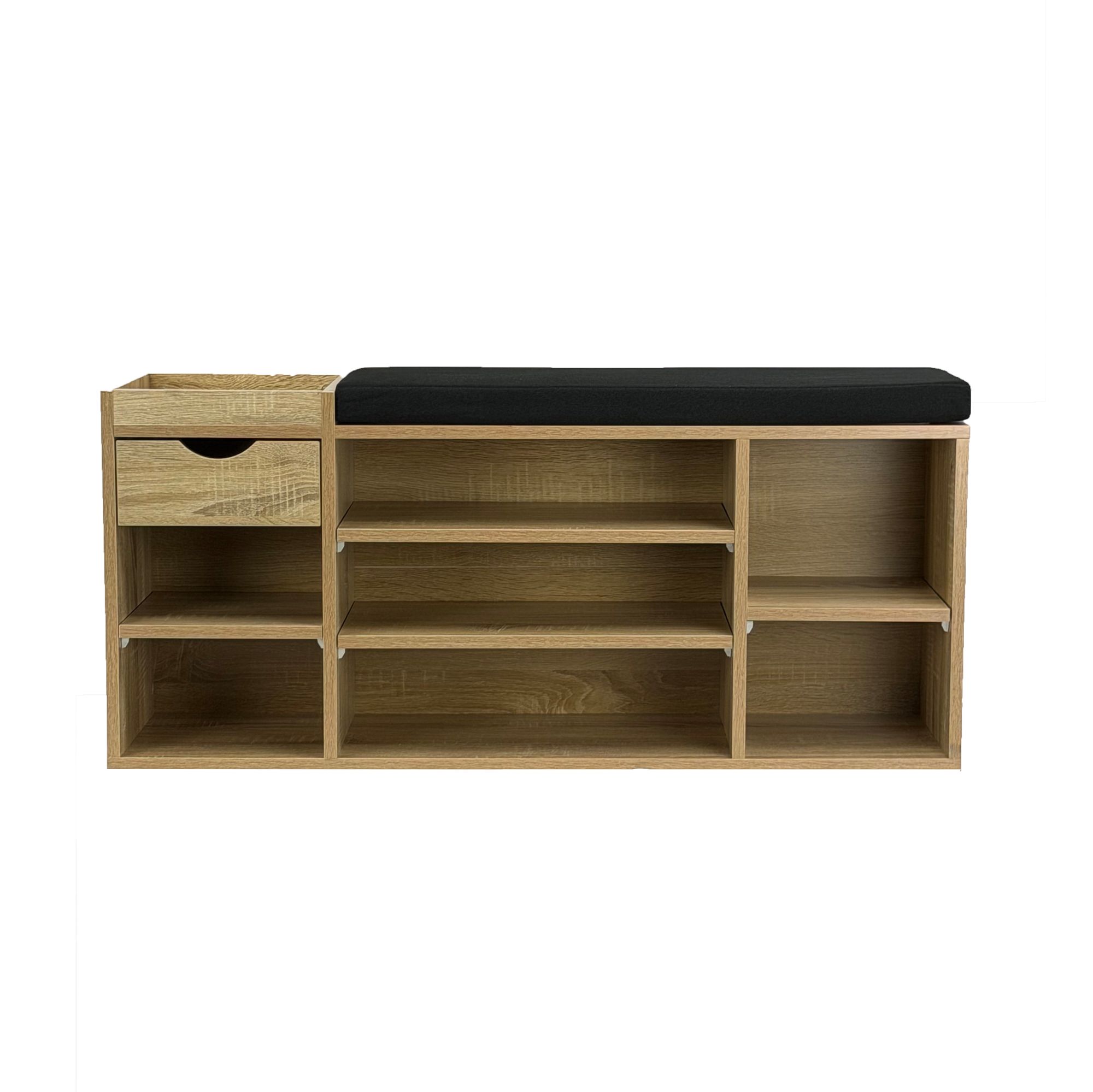 FineBuy Schuhbank Flur 100cm mit Sitzkissen – Sitzbank mit Schublade und verstellbaren Regalböden – Flurmöbel Schuhregal modern für den Eingangsbereich – Flurbank mit Stauraum | Farbe: Weiß