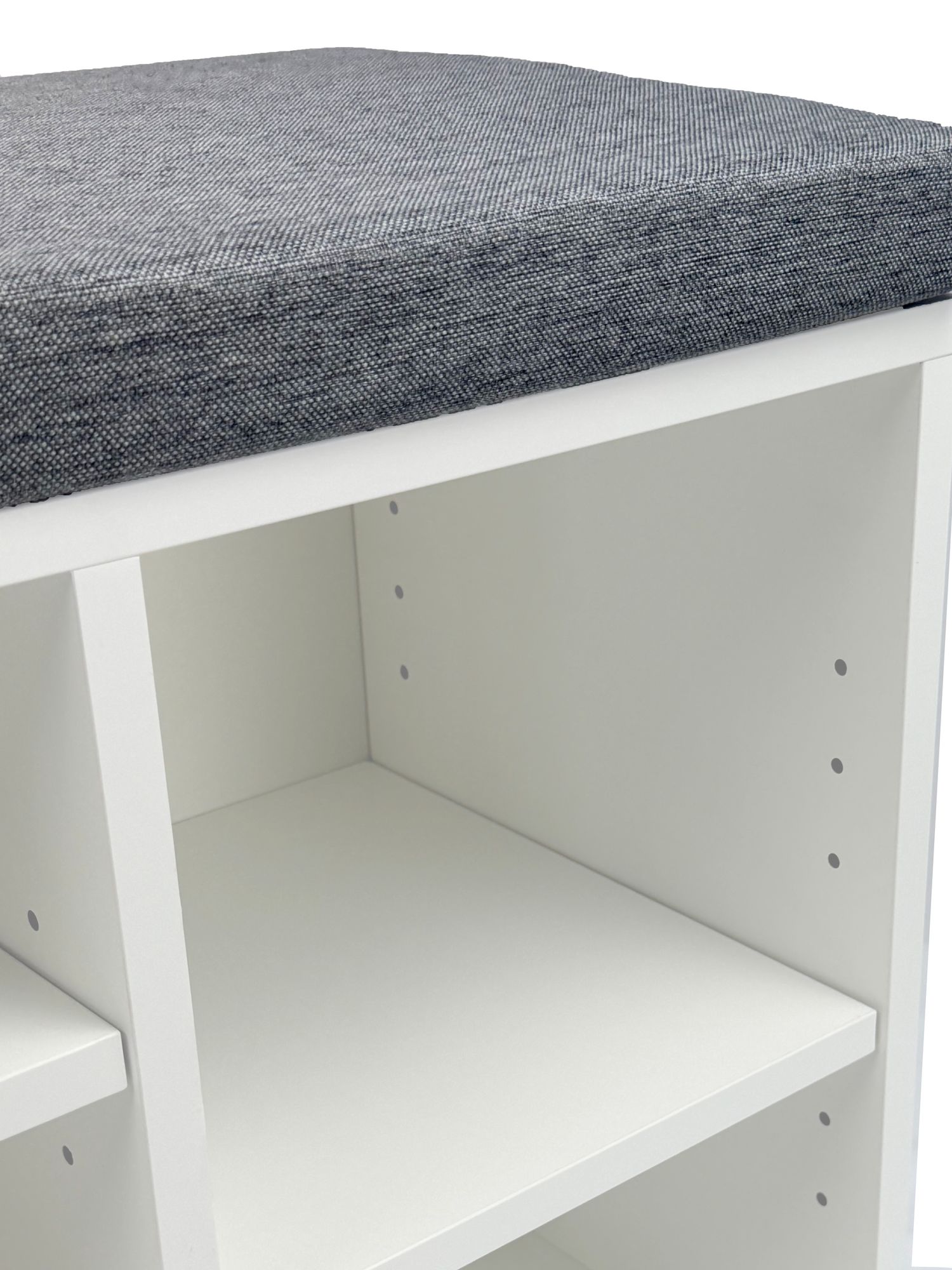 FineBuy Schuhbank Flur 100cm mit Sitzkissen – Sitzbank mit Schublade und verstellbaren Regalböden – Flurmöbel Schuhregal modern für den Eingangsbereich – Flurbank mit Stauraum | Farbe: Weiß