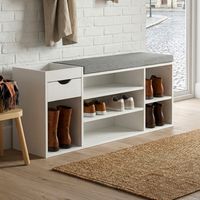 Schuhbank 100cm Sitzbank Flurbank Schuhregal Flurmöbel mit Schublade Modern – Ansicht 1