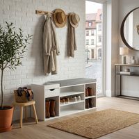 Schuhbank 100cm Sitzbank Flurbank Schuhregal Flurmöbel mit Schublade Modern – Ansicht 2