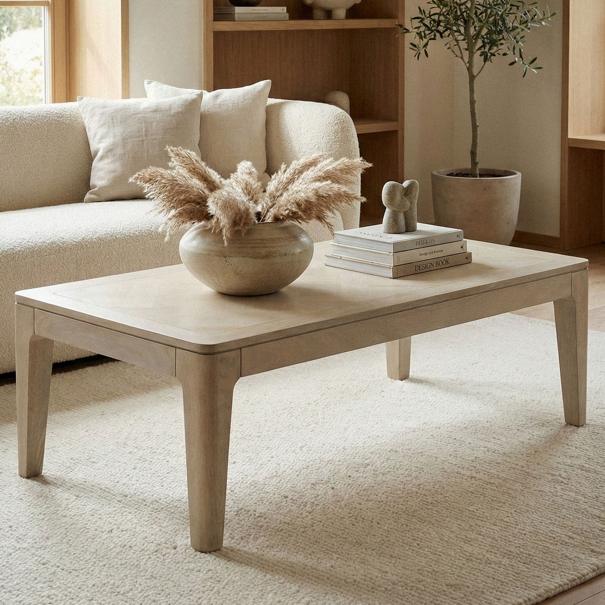 FineBuy Couchtisch 120 x 60 cm Massivholz Mango - Wohnzimmertisch Rechteckig - Sofatisch Modern Holz - Design Wohnzimmer Tisch Handmade | Farbe: Braun