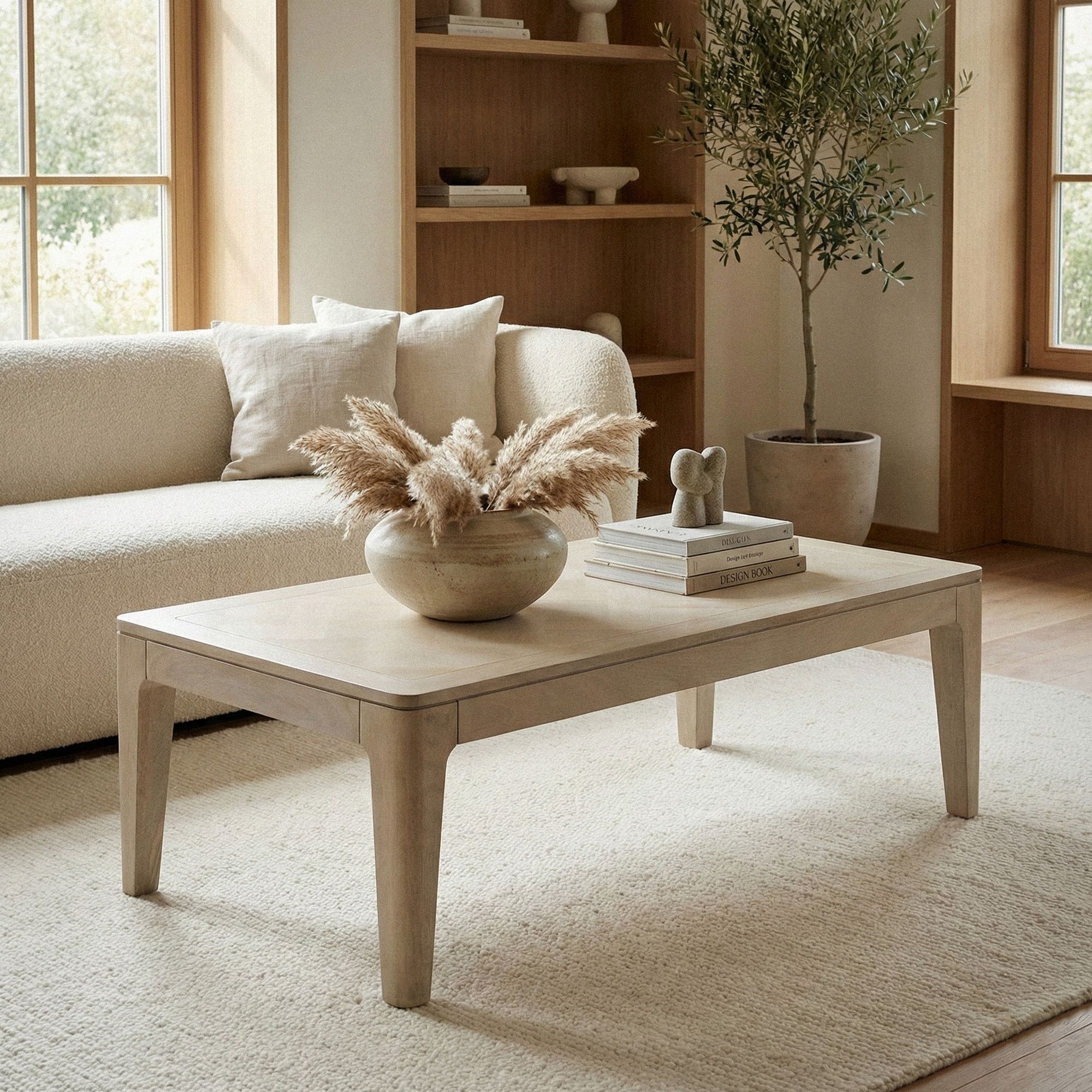 FineBuy Couchtisch 120 x 60 cm Massivholz Mango - Wohnzimmertisch Rechteckig - Sofatisch Modern Holz - Design Wohnzimmer Tisch Handmade | Farbe: Braun