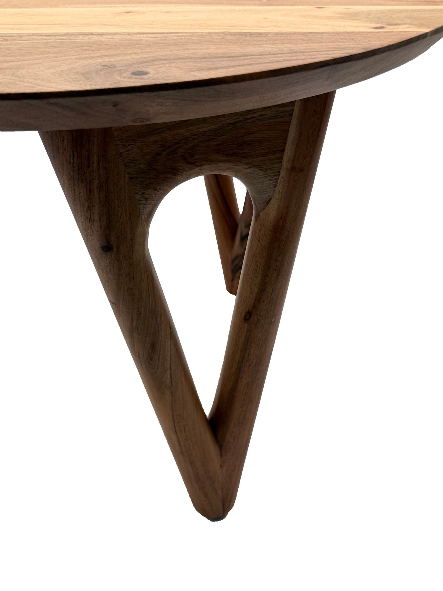 Couchtisch 60cm Akazie Massivholz Sofatisch Wohnzimmertisch Beistelltisch Rund – Ansicht 5