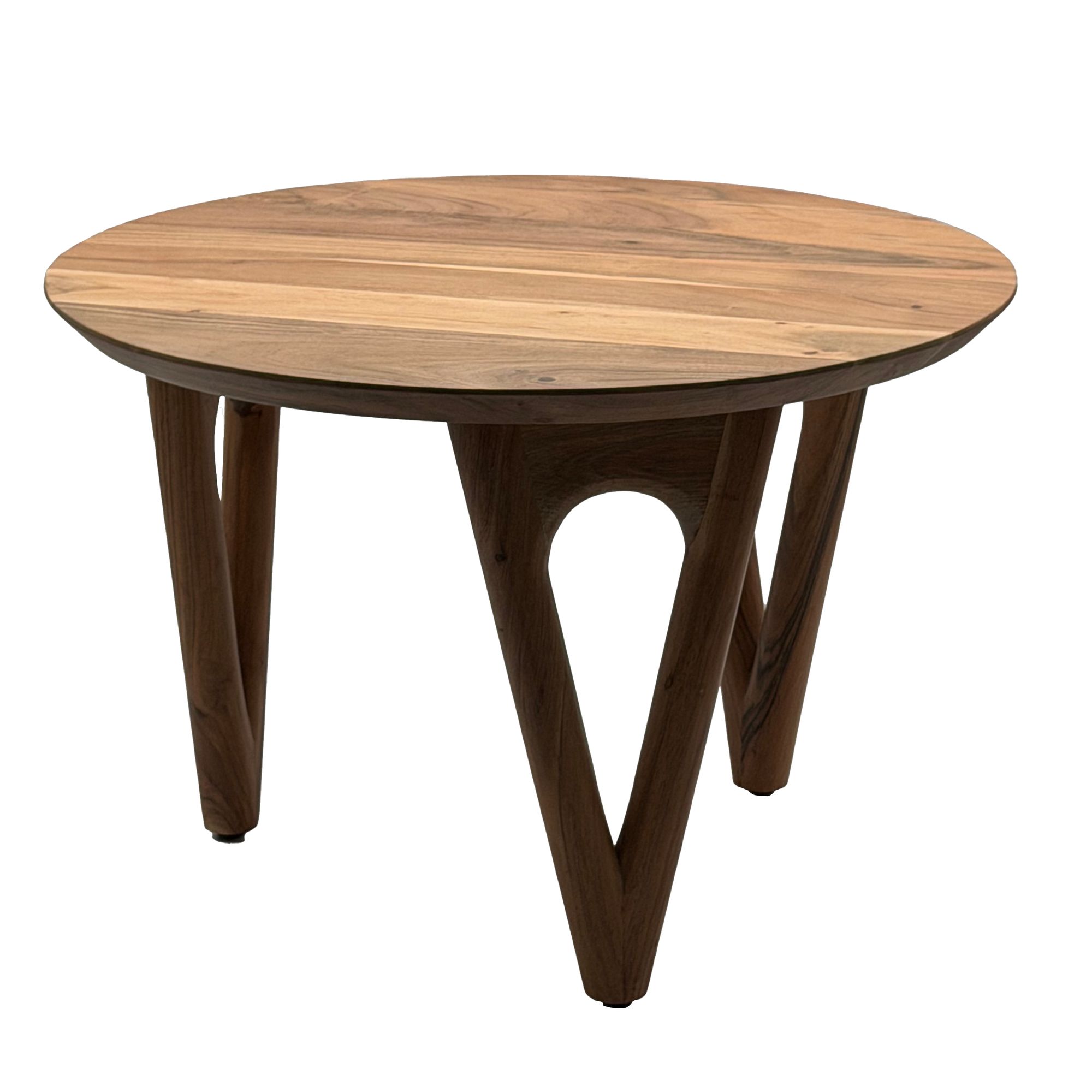 Couchtisch 60cm Akazie Massivholz Sofatisch Wohnzimmertisch Beistelltisch Rund – Ansicht 6