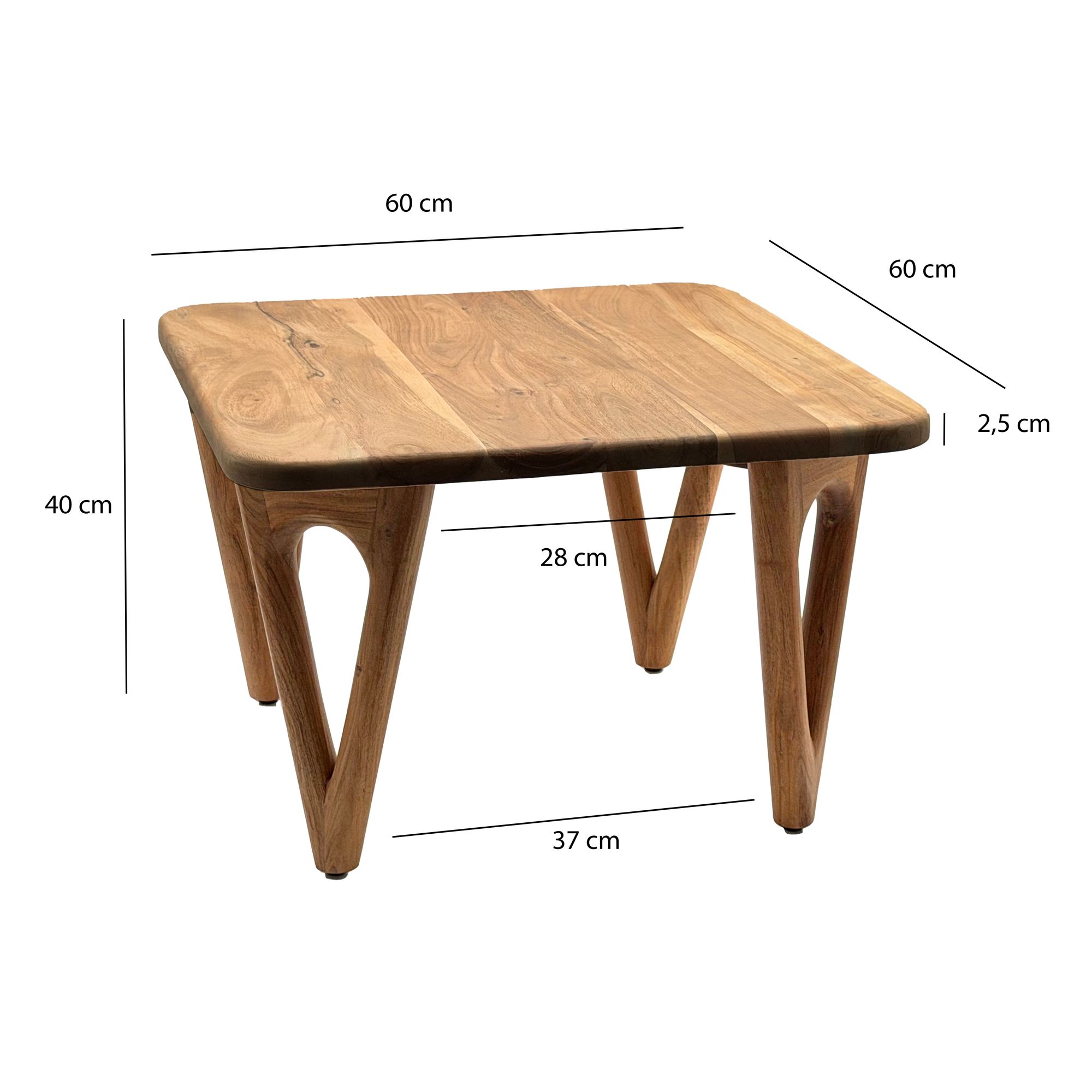 Couchtisch Akazie Massivholz Sofatisch Wohnzimmertisch Loungetisch Landhaus – Ansicht 3