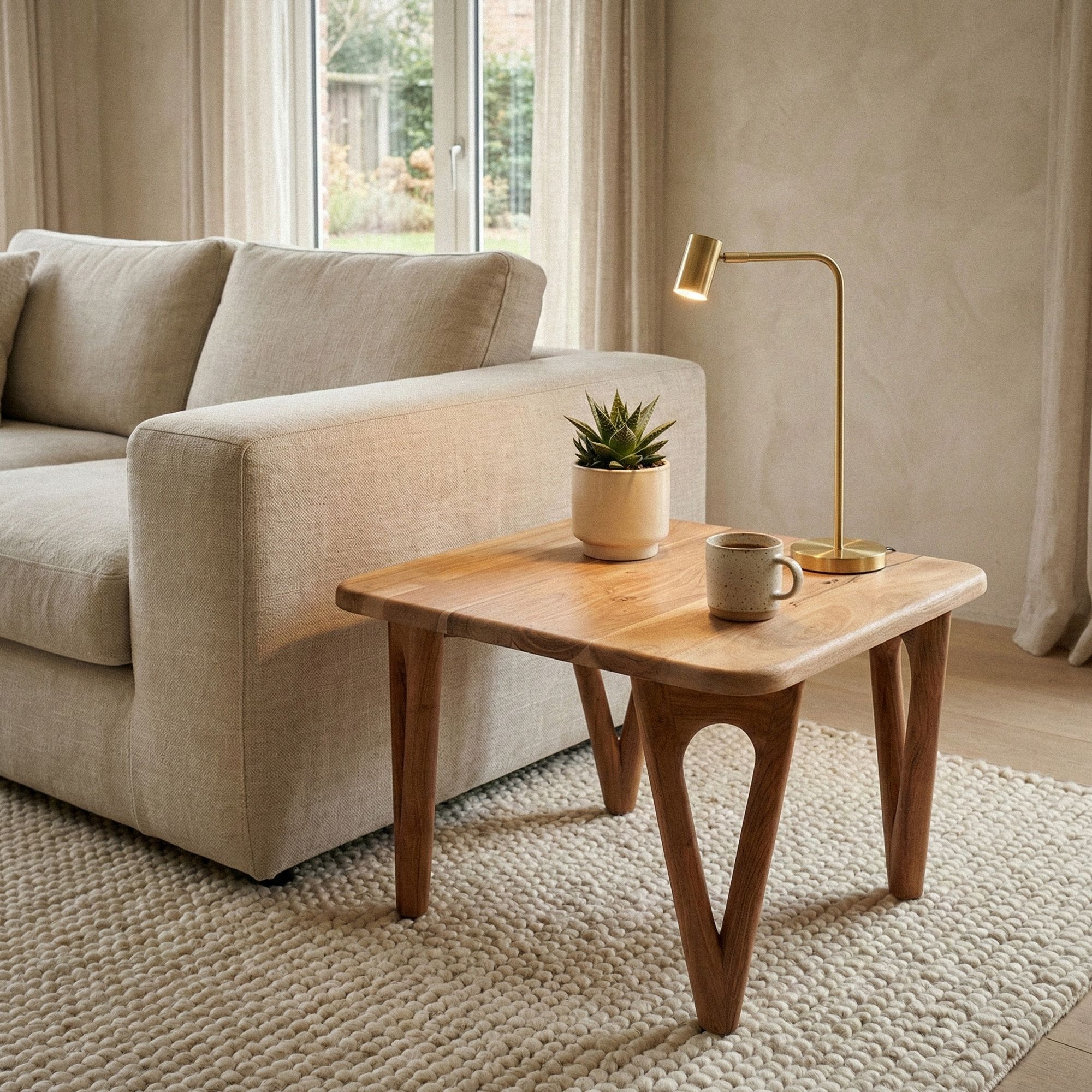 Couchtisch Akazie Massivholz Sofatisch Wohnzimmertisch Loungetisch Landhaus – Ansicht 4