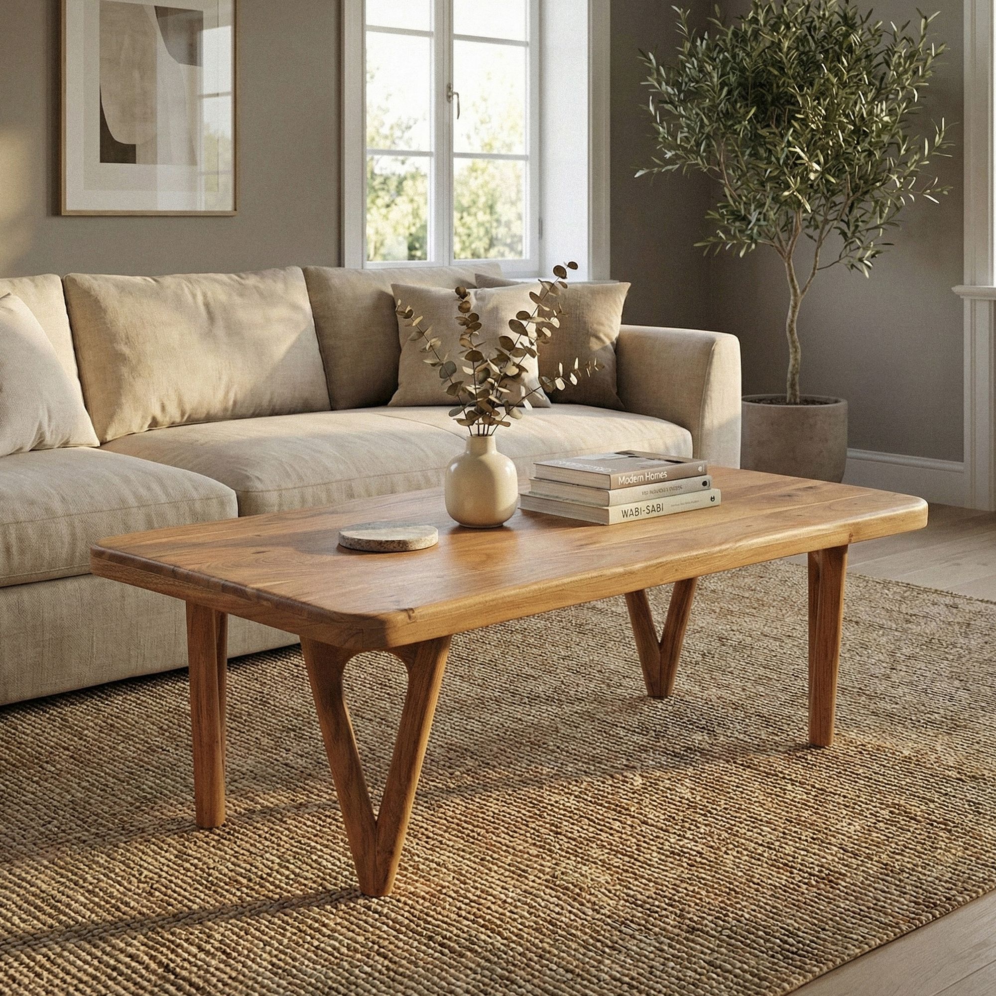 Couchtisch Akazie Massivholz Sofatisch Wohnzimmertisch Loungetisch Landhaus – Ansicht 4