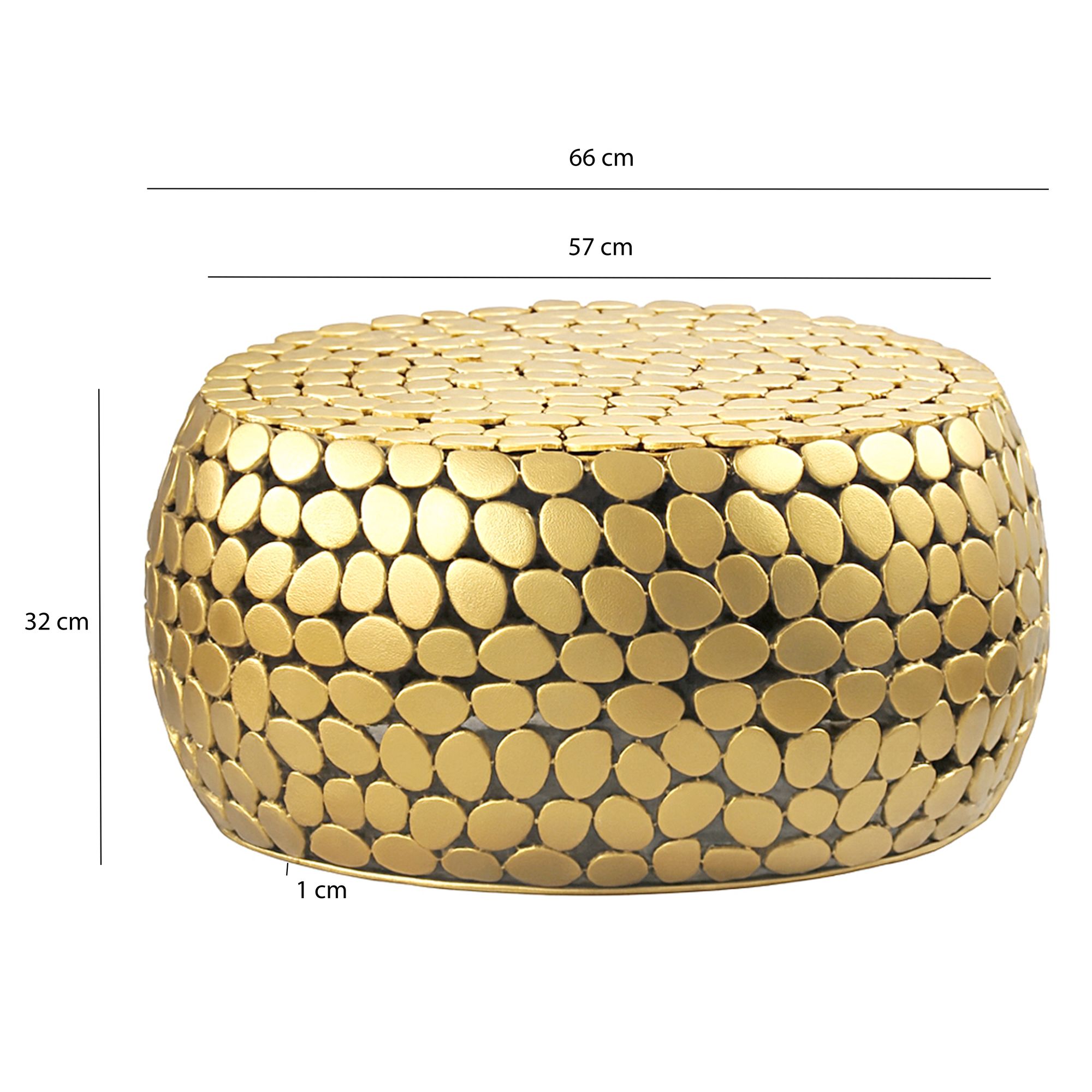 FineBuy Couchtisch Aluminium rund 66x32 cm - Design Sofatisch Wohnzimmer – Moderner Wohnzimmertisch Metall – Runder Loungetisch – Alu Beistelltisch Handmade | Farbe: Gold