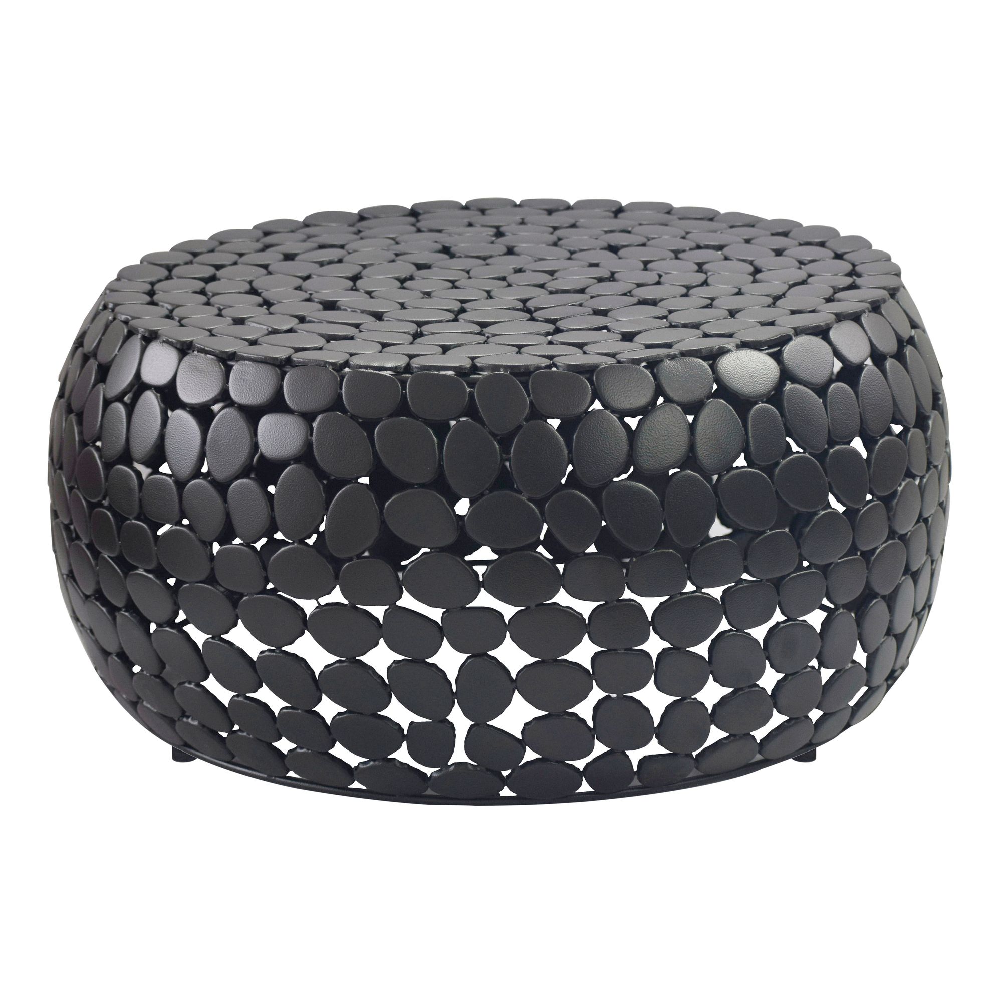 FineBuy Couchtisch Aluminium rund 66x32 cm - Design Sofatisch Wohnzimmer – Moderner Wohnzimmertisch Metall – Runder Loungetisch – Alu Beistelltisch Handmade | Farbe: Gold