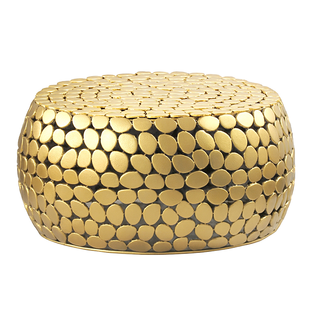 FineBuy Couchtisch Aluminium rund 66x32 cm - Design Sofatisch Wohnzimmer – Moderner Wohnzimmertisch Metall – Runder Loungetisch – Alu Beistelltisch Handmade | Farbe: Gold