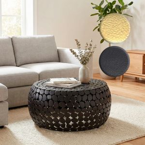 FineBuy Couchtisch Aluminium rund 66x32 cm - Design Sofatisch Wohnzimmer – Moderner Wohnzimmertisch Metall – Runder Loungetisch – Alu Beistelltisch Handmade