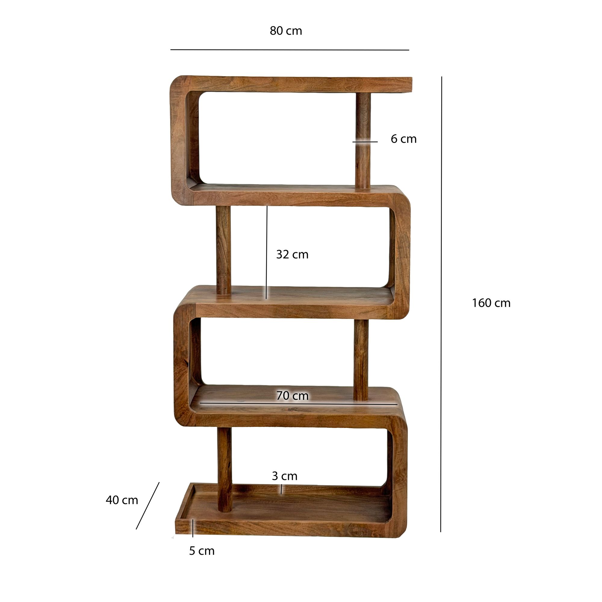 Bücherregal Massivholz Stauraumregal 160cm Wohnregal modern hoch Standregal – Ansicht 3