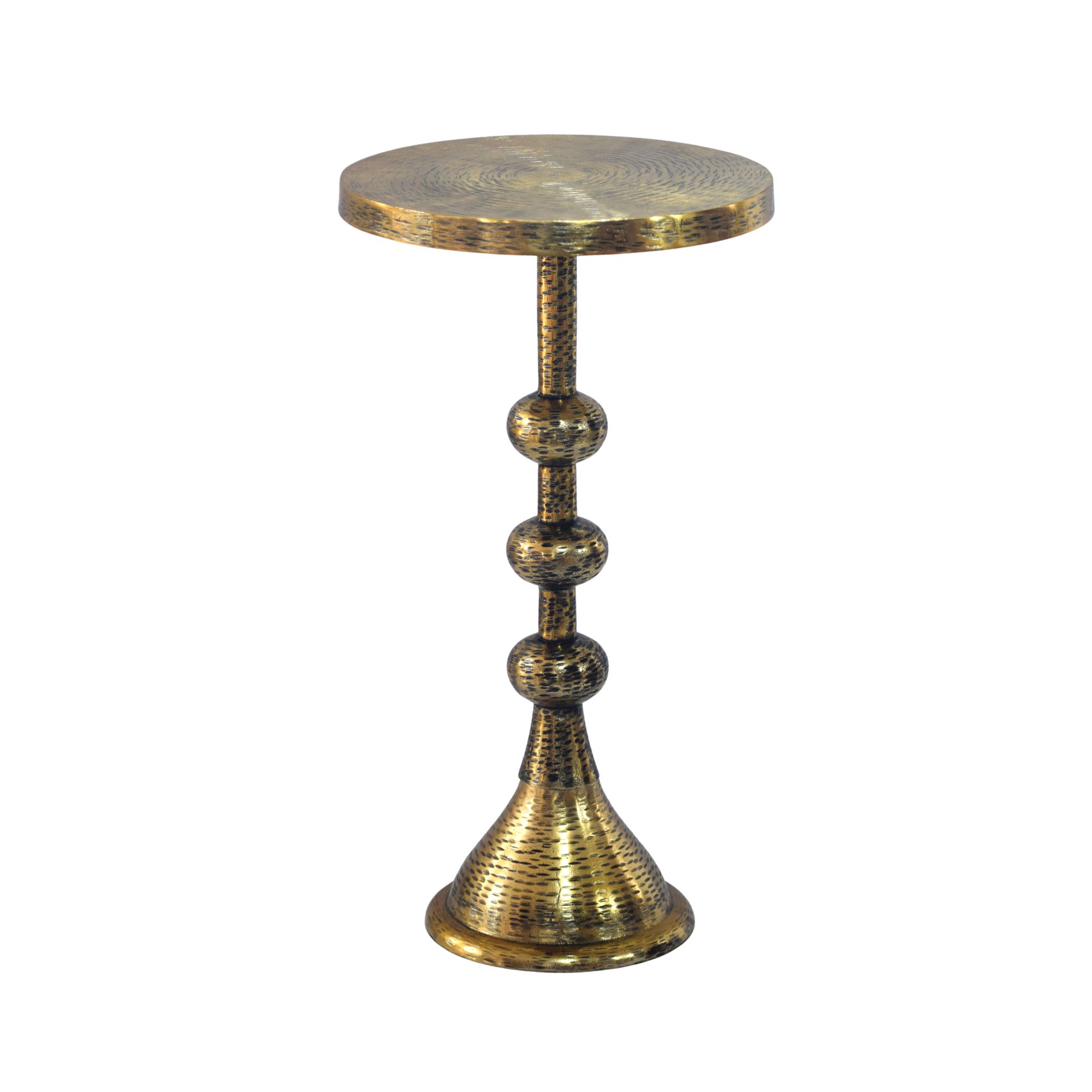 FineBuy Beistelltisch Aluminium 30cm Runder Anstelltisch Metall - Dekotisch Alu orientalisch - Wohnzimmertisch klein - Design Couchtisch Sofatisch Wohnzimmer Orient Handmade