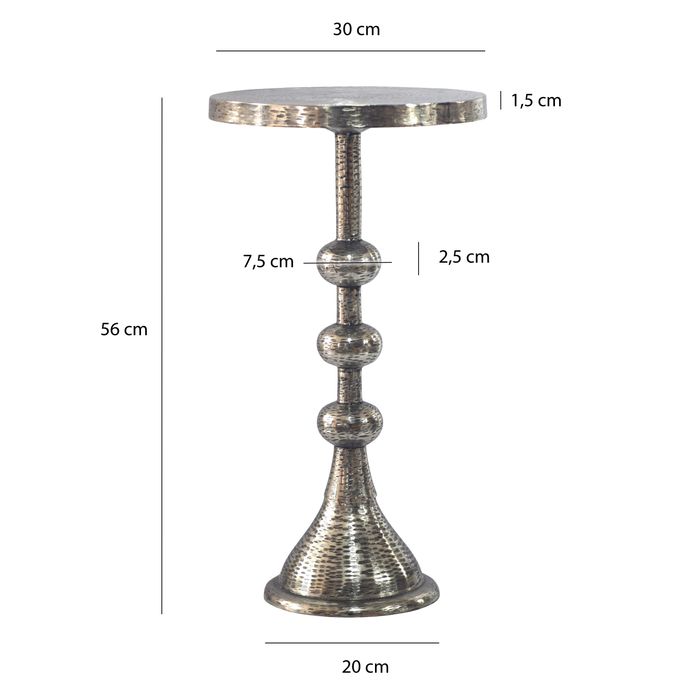 Beistelltisch Rund 30cm Anstelltisch Metall Dekotisch Aluminium Alu Sofatisch – Maßzeichnung