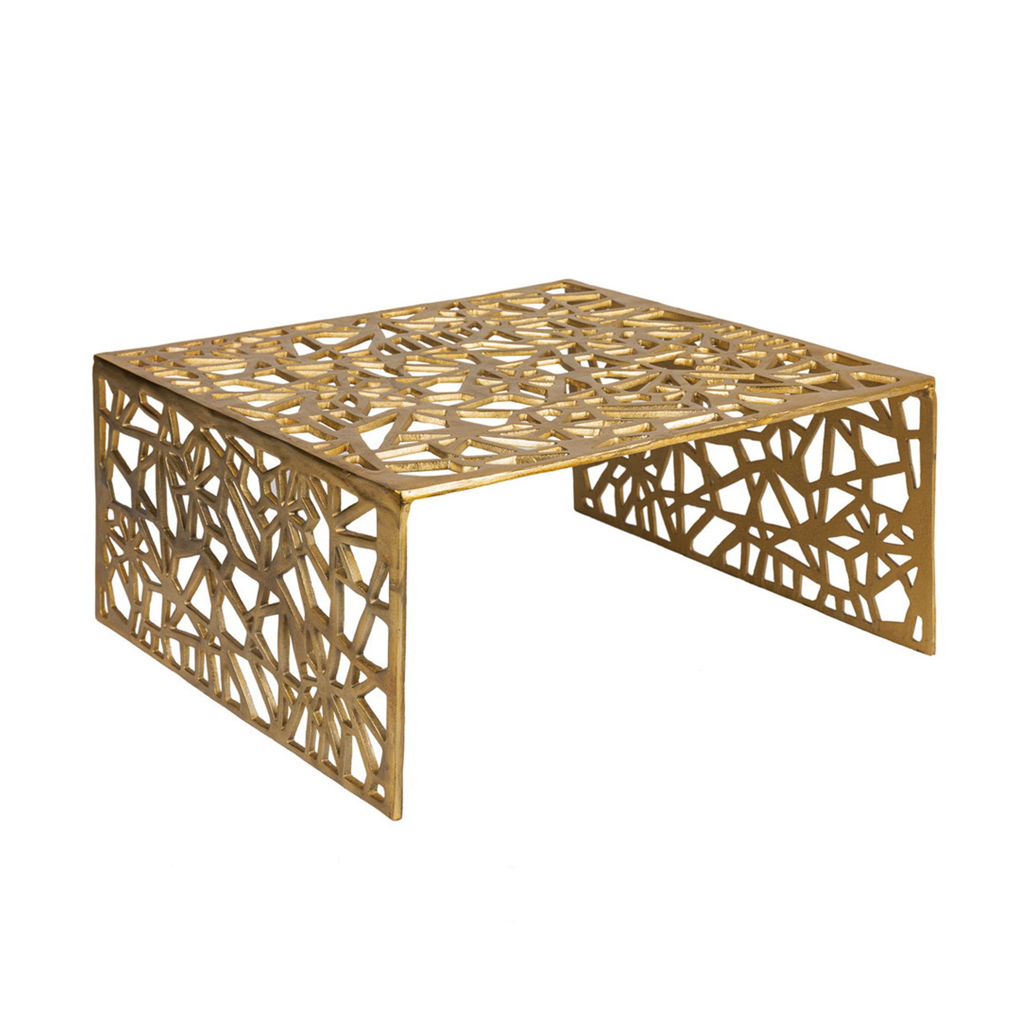 FineBuy Couchtisch Aluminium 60cm Quadratischer Sofatisch Metall - Wohnzimmertisch Alu modern mit Muster - Design Tisch niedrig - Loungetisch Beistelltisch Handmade