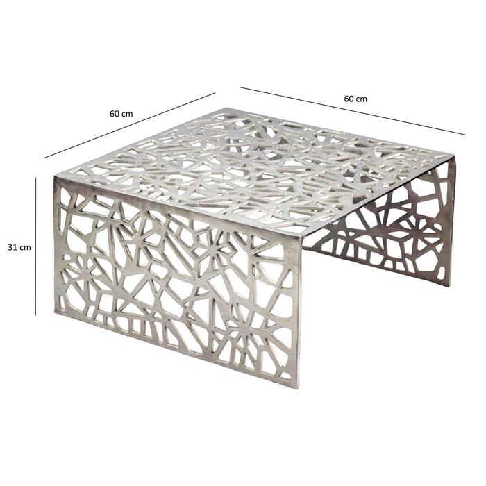 Couchtisch 60cm Aluminium Sofatisch Alu Wohnzimmertisch Metall Tisch Quadratisch – Maßzeichnung