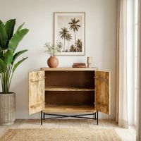 Sideboard Massivholz 91x96cm Kommode Anrichte Standschrank Flurschrank mit Türen – Ansicht 5