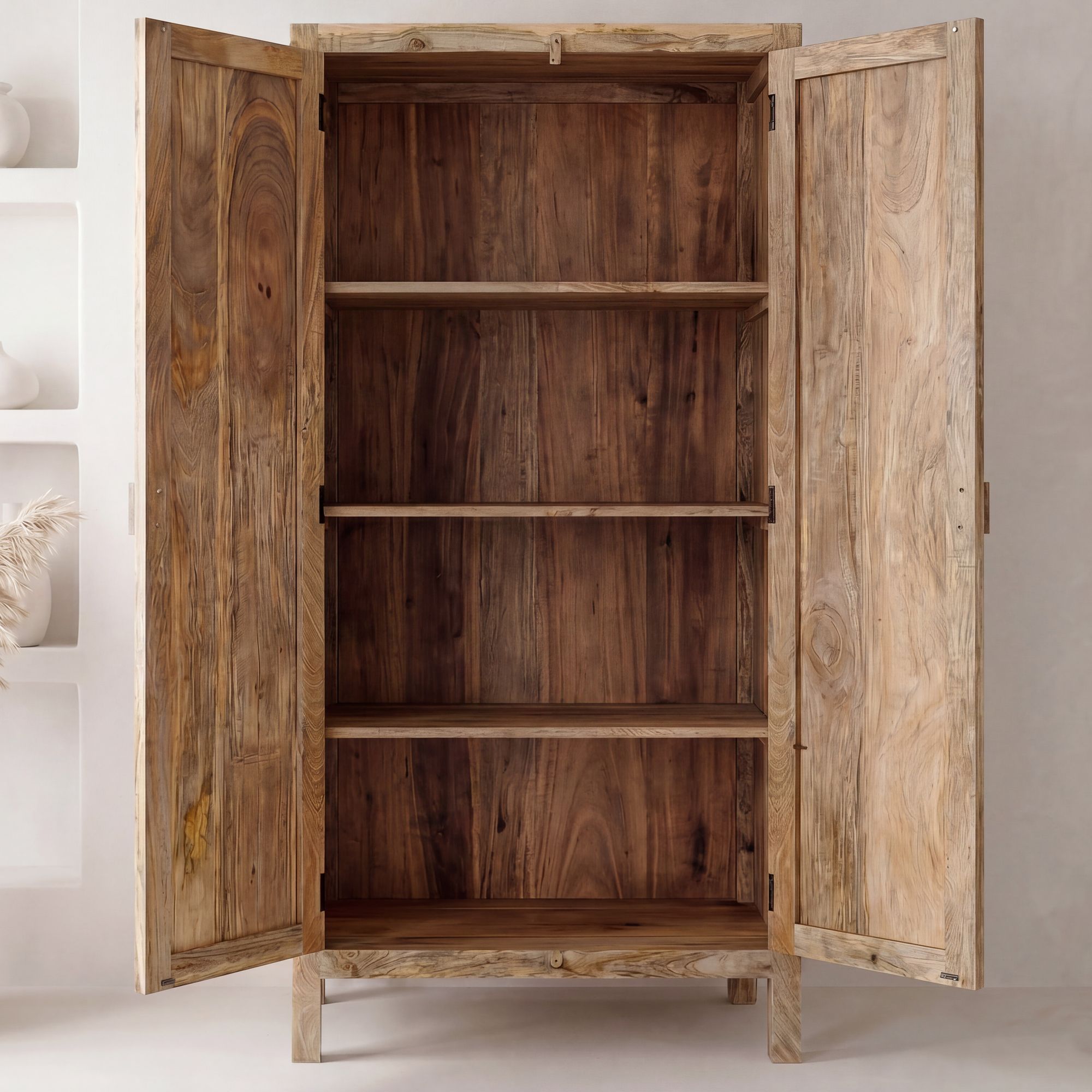 Schrank Mango Massivholz 187cm Massivholzschrank Kleiderschrank Mehrzweckschrank – Ansicht 4