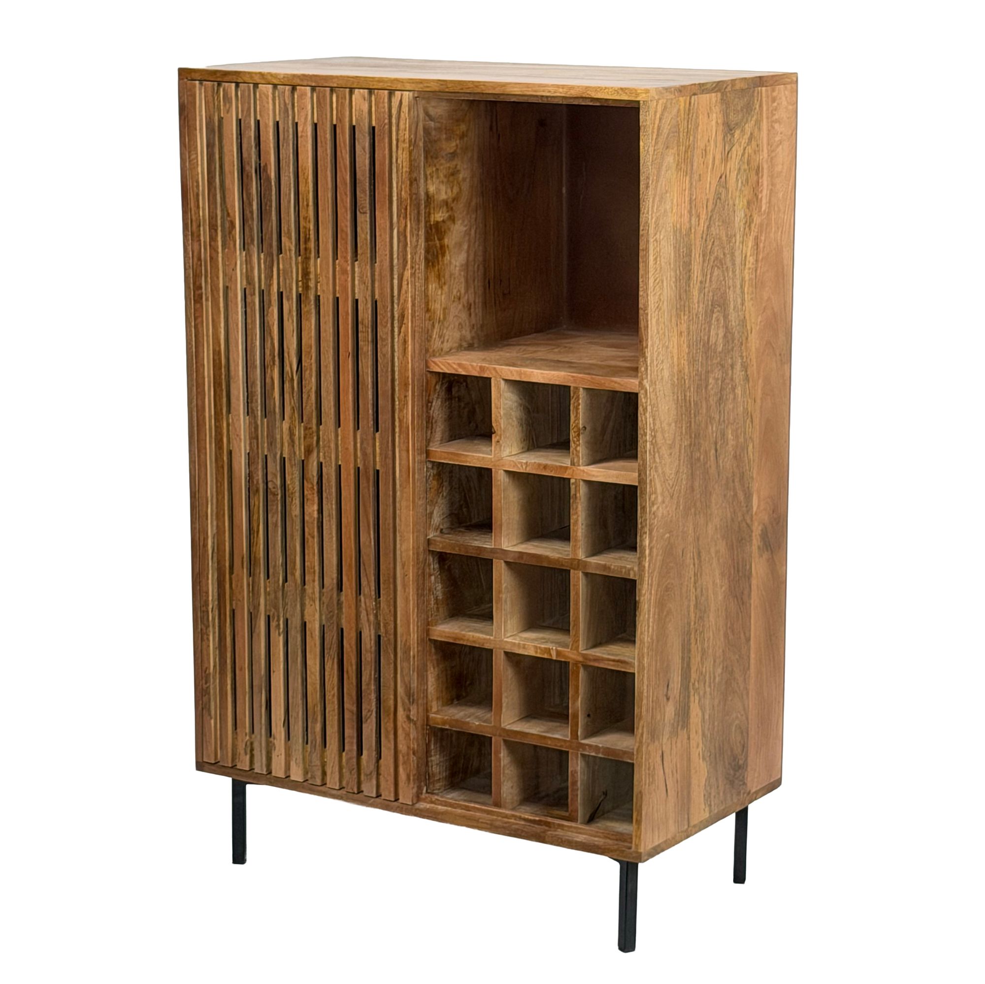Hausbar Mango Massivholz 123cm Barschrank Spirituosenschrank Weinschrank Weinbar – Ansicht 6