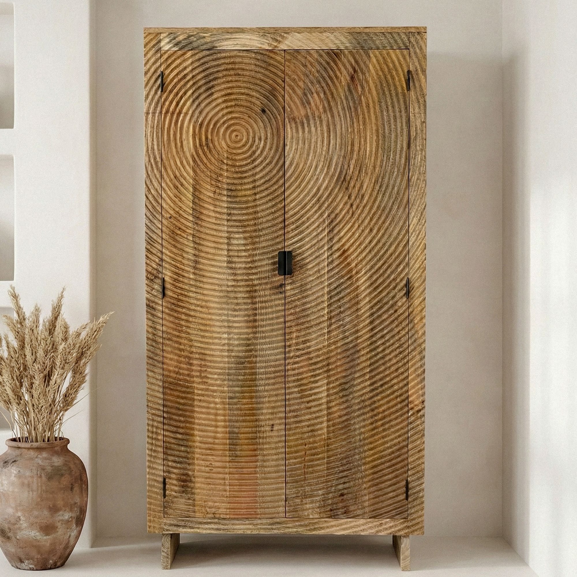 Schrank Mango Massivholz 180cm Massivholzschrank Kleiderschrank Mehrzweckschrank – Ansicht 1